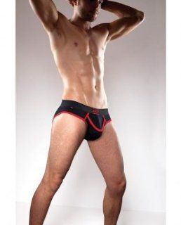 Jack Adams Army Fly Jock Brief Hybrid w/Functional Fly and Open Back Black/Red LG (Pack Of 5) Health & Personal Care