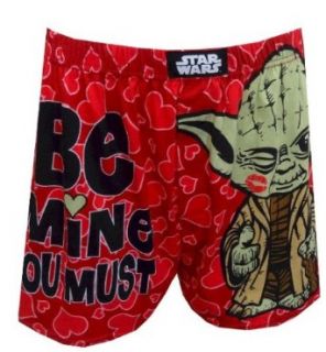 Star Wars Yoda Be Mine You Must Mens Boxers (Large) Clothing