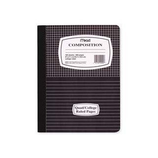 Mead Products   Composition Book, Special Ruled, 100 Shts, 9 3/4"x7 1/2", BE/ME   Sold as 1 EA   Composition book contains 100 sheets of special ruled, white paper. Each sheet has 5 x 5 quad ruled paper on the top half and ruled lines on the bott