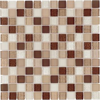 Elida Ceramica Warm Mocha Glass Mosaic Square Indoor/Outdoor Wall Tile (Common 12 in x 12 in; Actual 11.75 in x 11.75 in)