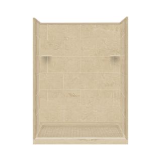 Style Selections 75 in H x 60 in W x 32 in L Almond Sky Solid Surface Wall 4 Piece Alcove Shower Kit