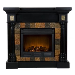 Boston Loft Furnishings 44.5 in W Black Wood Electric Fireplace Thermostat Remote Control Included