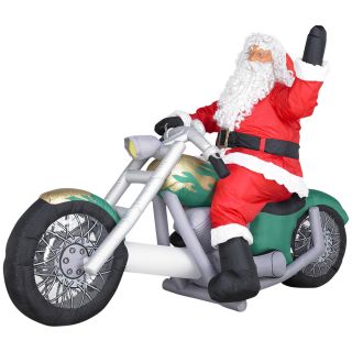 Holiday Living 4.82 ft Inflatable Fabric Christmas Santa on Chopper