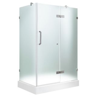 VIGO Frameless Showers 79.25 in H x 48.125 in W x 32.375 in L Brushed Nickel Square 3 Piece Corner Shower Kit