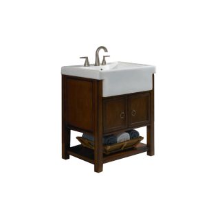 allen + roth Mitchell 26 1/2 in x 21 in Sable Drop In Single Sink Bathroom Vanity with Vitreous China Top