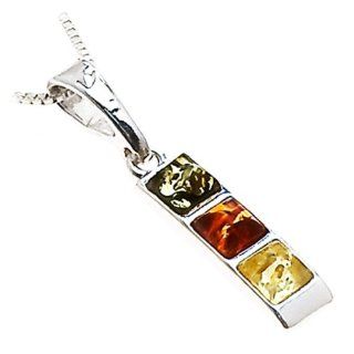 Multicolor Amber and Sterling Silver Very Small Pendant, 18" Ian and Valeri Co. Jewelry