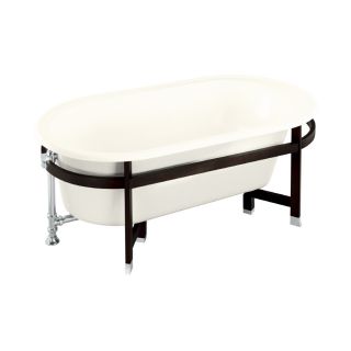 KOHLER 66 in x 36 in Iron Works Tellieur Biscuit Oval Pedestal Bathtub with Reversible Drain
