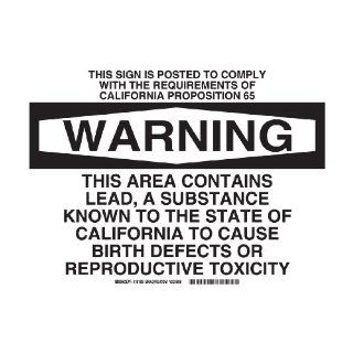 Brady 18193 Self Sticking Polyester, 10" X14" Warning Sign Legend, "This Area Contains Lead, A Substance Known To The State Of California To Cause Birth Defects Or Reproductive Toxicity" Industrial Warning Signs Industrial & Scien