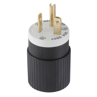 Hubbell 20 Amp 250 Volt Black/White 3 Wire Grounding Plug