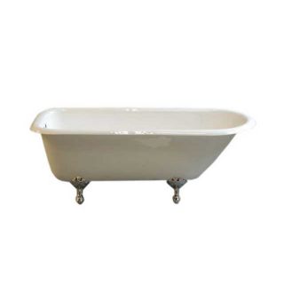 Sign of the Crab Shasta 66.5 in L x 30.5 in W x 24 in H White Cast Iron Oval in Rectangle Clawfoot Bathtub with Reversible Drain
