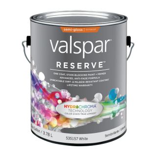 Valspar Reserve 128 fl oz Exterior Semi Gloss White Latex Base Paint and Primer in One with Mildew Resistant Finish