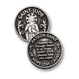 St Jude Patron Saint of Hopeless Causes Pewter Pocket Good Luck Love Token Coin Amulet Medal Health & Personal Care