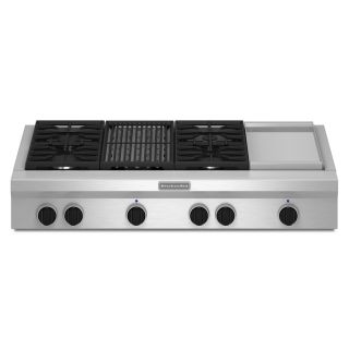 KitchenAid 4 Burner Gas Cooktop (Stainless) (Common 48 in; Actual 47.625 in)