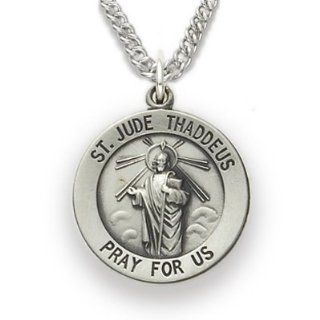 St. Jude, Patron of Hopeless Causes, Desperation, .925 Sterling Silver Engraved Medal Pendant Christian Jewelry Patron Patron Saint Medal Pendant Catholic Gift Boxed w/Chain Necklace 20" Length Gift Boxed Jewelry