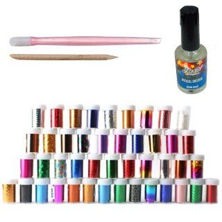 Newest Nail Art Tips 44 Different Designs Glitter Nail Art Foil Transfer Roll with Adhesive DIY Set  Nail Decorations  Beauty