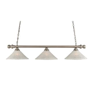 Brooster 16 in W 3 Light Brushed Nickel Kitchen Island Light with Frosted Shade