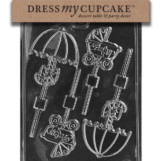 Dress My Cupcake Chocolate Candy Mold, Carriage and Umbrella Baby Shower Lollipop, Set of 6 Candy Making Molds Kitchen & Dining