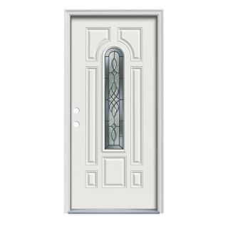 ReliaBilt Center Arch Lite Prehung Inswing Steel Entry Door Prehung (Common 80 in x 36 in; Actual 81.75 in x 37.5 in)