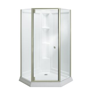 Sterling 72 in H Polished Nickel Frameless Neo Angle Shower Door