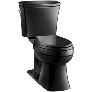KOHLER Kelston Black Black 1.28 GPF (4.85 LPF) 12 in Rough In WaterSense Elongated 2 Piece Comfort Height Toilet