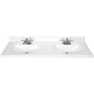 Style Selections White 61 in W x 22 in D White Cultured Marble Integral Double Sink Bathroom Vanity Top