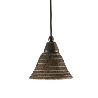 Brooster 7 in W Black Copper Mini Pendant Light with Textured Shade