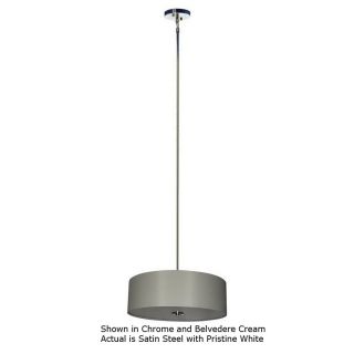 Whitfield Lighting Drum Shade 22 in W Satin Steel Pendant Light with White Shade