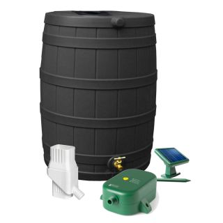 Rain Wizard 50 Gallon Black Recycled Plastic Rain Barrel with Diverter and Spigot