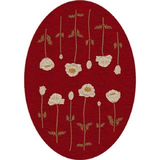 Milliken Poppy 5 ft 4 in x 7 ft 8 in Oval Red/Pink Transitional Area Rug