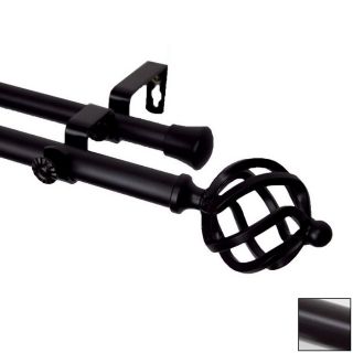 Rod Desyne 48 in to 84 in Black Metal Double Curtain Rod