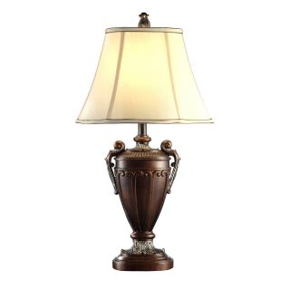 Absolute Decor 29.5 in Gold and Silver Indoor Table Lamp with Fabric Shade
