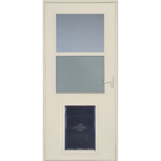 LARSON Almond Pet Door Xl High View Tempered Glass Storm Door (Common 81 in x 32 in; Actual 81.13 in x 33.56 in)