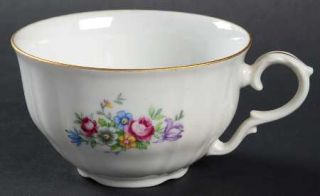 Bohemia Ceramic Bouquet (Small Floral,Scroll Edge) Flat Cup, Fine China Dinnerwa