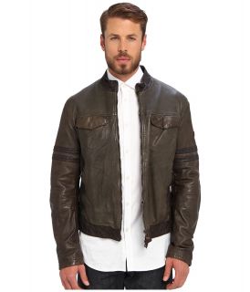 Armani Jeans Washed Lamb Leather Mens Clothing (Green)