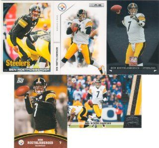 Ben Roethlisberger 2011 Five Card Gift Lot Containing One Each of His 2011 Topps Rising Rookies, Topps, Threads, Rookies and Stars and Donruss Elite Mint Condition Pittsburgh Steelers Cards, Shipped in 100 Card Cardboard Storage Box Sports & Outdoors