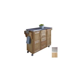 Home Styles 52.5 in L x 18 in W x 35.75 in H Natural Kitchen Island with Casters