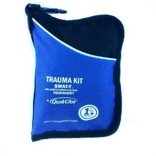 First Aid Trauma Kit   Auto Emergency Kit   QuikClot Blood Clotting Bandage & SWAT T Tourniquet   Stop Bleeding With QuikClot Agent and SWAT T   Used by Military, Police & EMT for Emergency Wound Care   Contains Blood Clotting Products, Tourniquet,