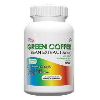 Green Coffee Bean Extract With GCA   800mg Per Serving, 60 Vegetarian Capsules, No Fillers, 50% Chlorogenic Acids, (Contains GCA) Health & Personal Care