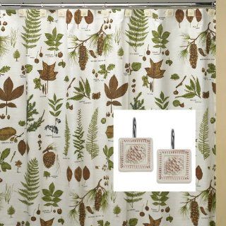Creative Bath Northwoods Shower Curtain Set   Contains 1 72"x72" Shower Curtain and 12 Matching Ceramic Decorative Hooks   Towel Sets