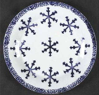 Gibson Designs Snow Flake Dinner Plate, Fine China Dinnerware   Blue Flakes, Mot