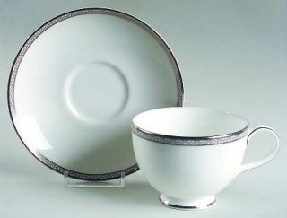 Royal Doulton Coleridge Footed Cup & Saucer Set, Fine China Dinnerware   Platinu