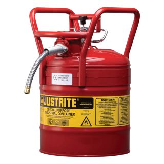 JustRite Type II D.O.T. Approved Fuel Safety Can   5 Gallon, 5/8 Inch Hose,