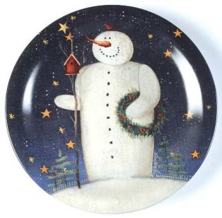 Twilight Snowman (Gold Stars) Dinner Plate, Fine China Dinnerware   Snowman Hold