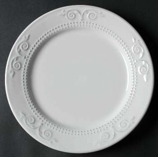 Matceramica M2a1 White Salad Plate, Fine China Dinnerware   All White,Embossed,S