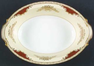 Noritake 4986 10 Oval Vegetable Bowl, Fine China Dinnerware   Gold Flowers, Red