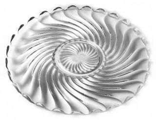 Fostoria Colony Large Torte Plate   Stem #2412,Clear,Heavy Swirl Pattern