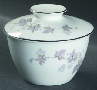 Noritake Ivyne Sugar Bowl & Lid, Fine China Dinnerware   Purple & Gray Leaves, B