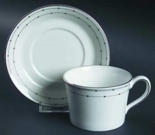 Wedgwood Parade Flat Cup & Saucer Set, Fine China Dinnerware   Classic Fine Bone