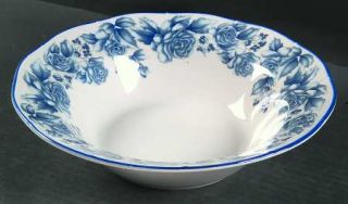 Sango Blue Damask 9 Round Vegetable Bowl, Fine China Dinnerware   Blue Roses On