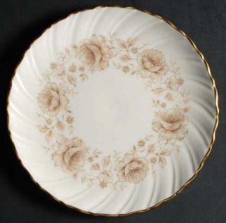 Lenox China Coquette Salad Plate, Fine China Dinnerware   Brown Roses & Leaves,